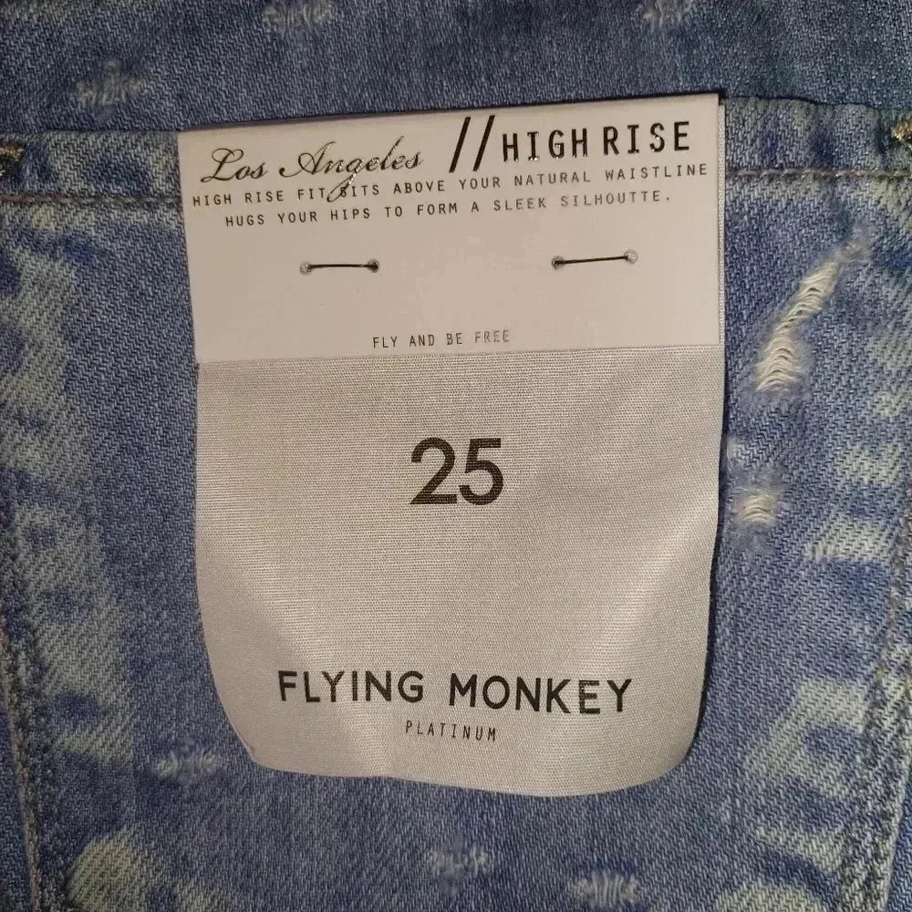 NWT Flying Monkey High Rise Denim Light Wash Mini Skirt Distressed Size 25 - Picture 5 of 7
